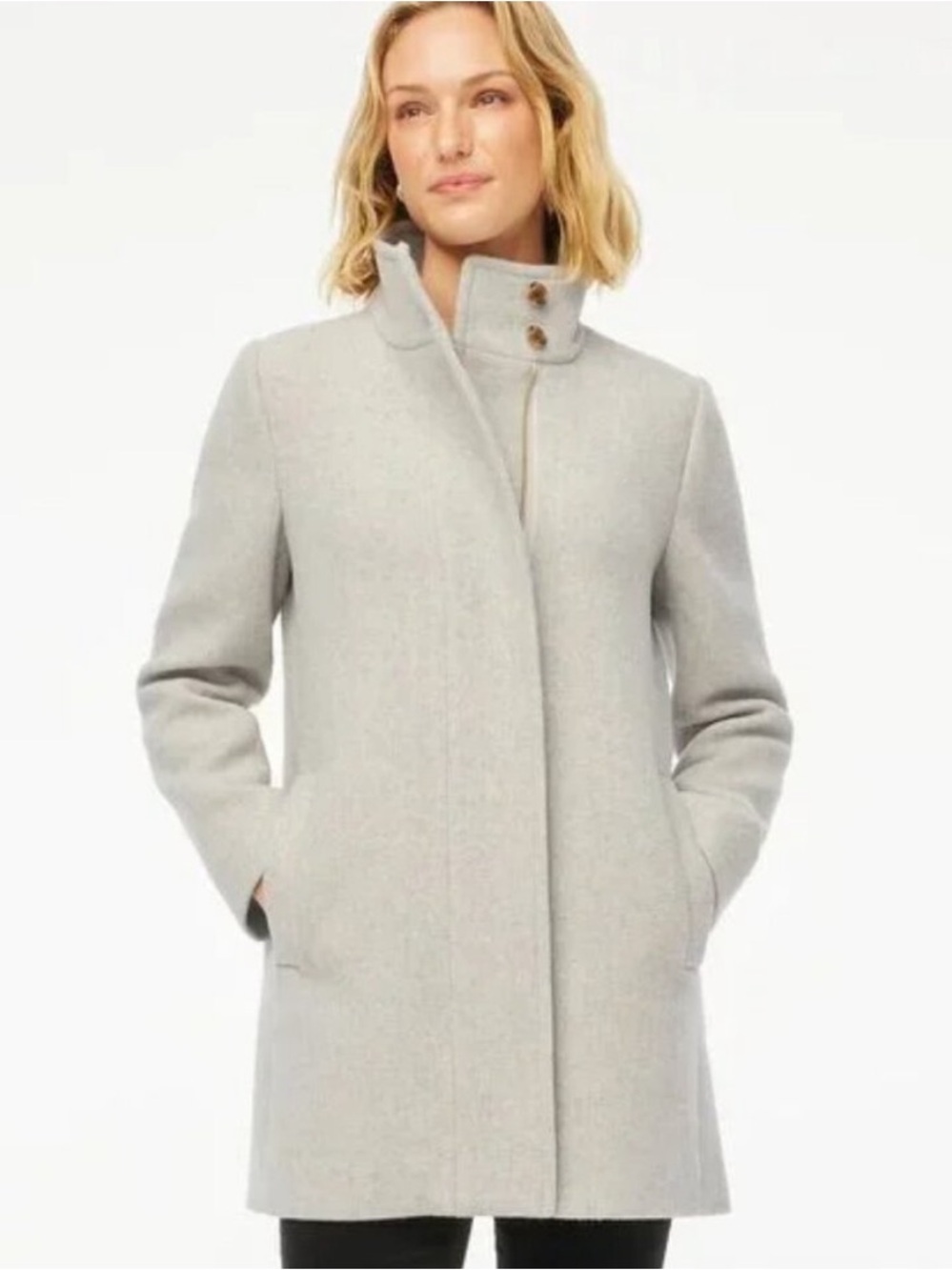J Crew City Coat Wool with Button Neck Heather Dusk